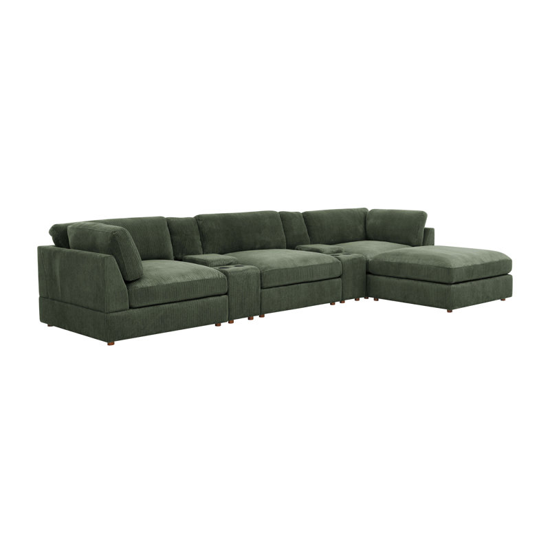 Aysgarth Modular Corduroy Sectional, Dark Green