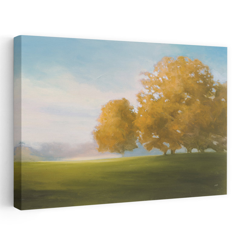 Lueur d'automne or contemporain bleu or paysage automne brun, H 24 po x l 16 po