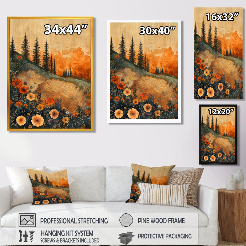 Barnish - Floral Canvas Prints, Black, 20" H x 12" W, Single Picture Framed Print