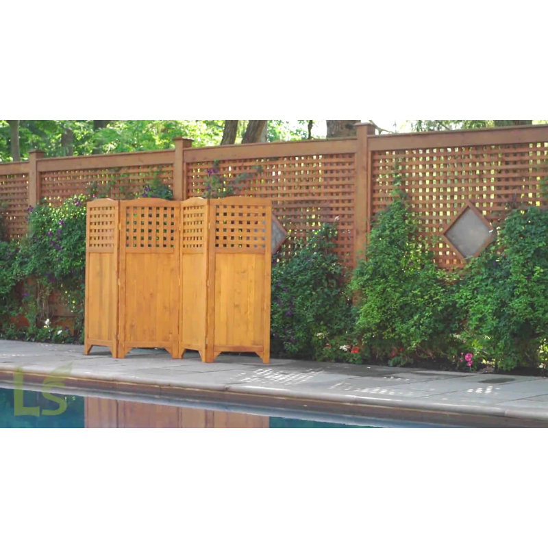 Rustic Brown Wood Folding Privacy Screen Divider
