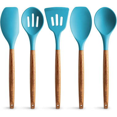 Zulay Kitchen (6 Pc Set) Teak Wooden Cooking Spoon Sets in Smooth