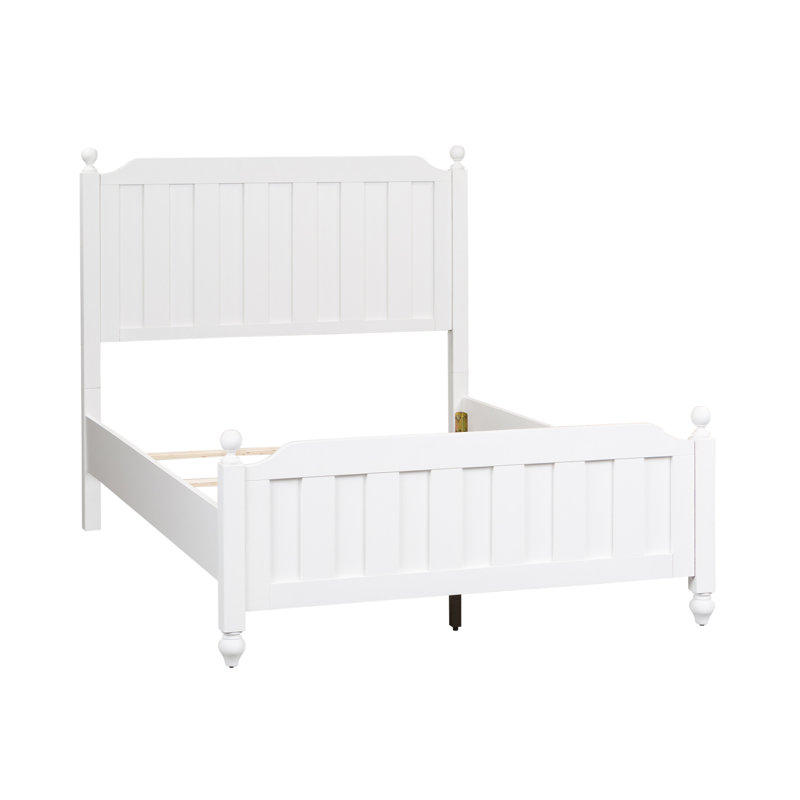 Lit double à panneau, commode et miroir, Lit double, Blanc