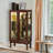 Cabinets | Walnut Brown Lighted Corner Curio Display Cabinet with Adjustable Shelves &amp; Mirrored Back | Traditional | Living Room-1371180926