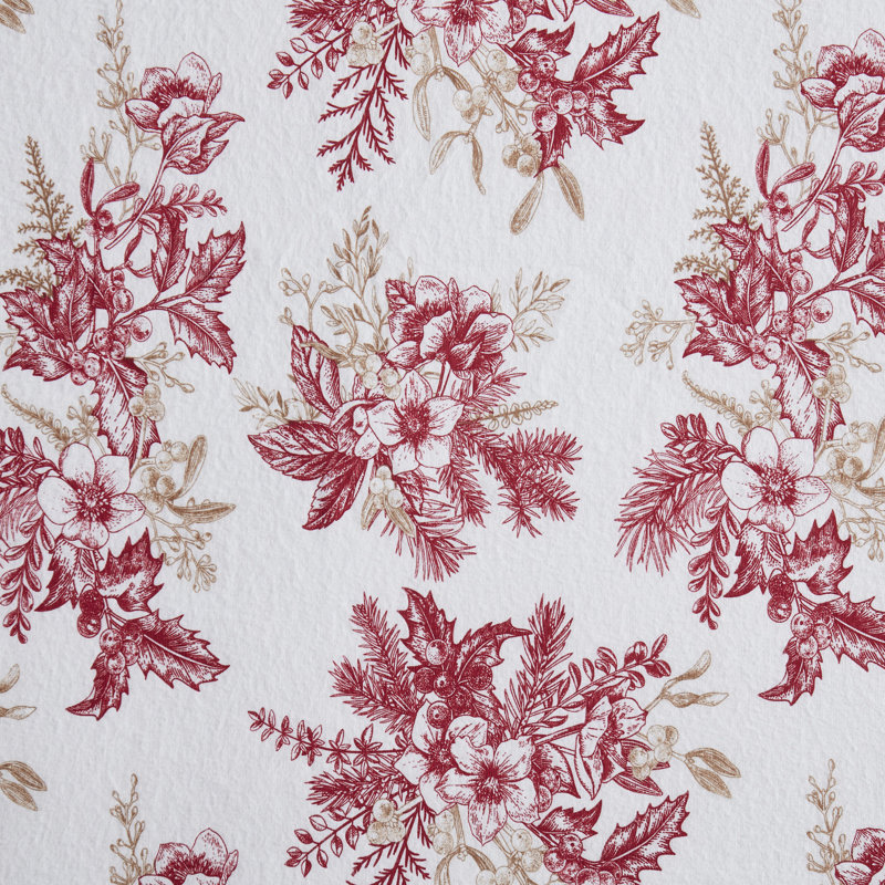 Full Red Floral Cotton Flannel Sheet Set