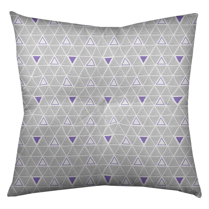 Coussin de sol classique à motif de triangles dessinés à la main, 30 po x 30 po, Accent mauve