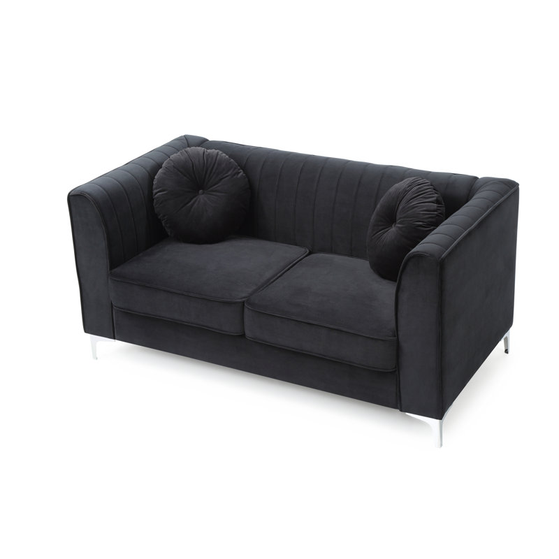 Ballentine 65'' Velvet Loveseat, Black
