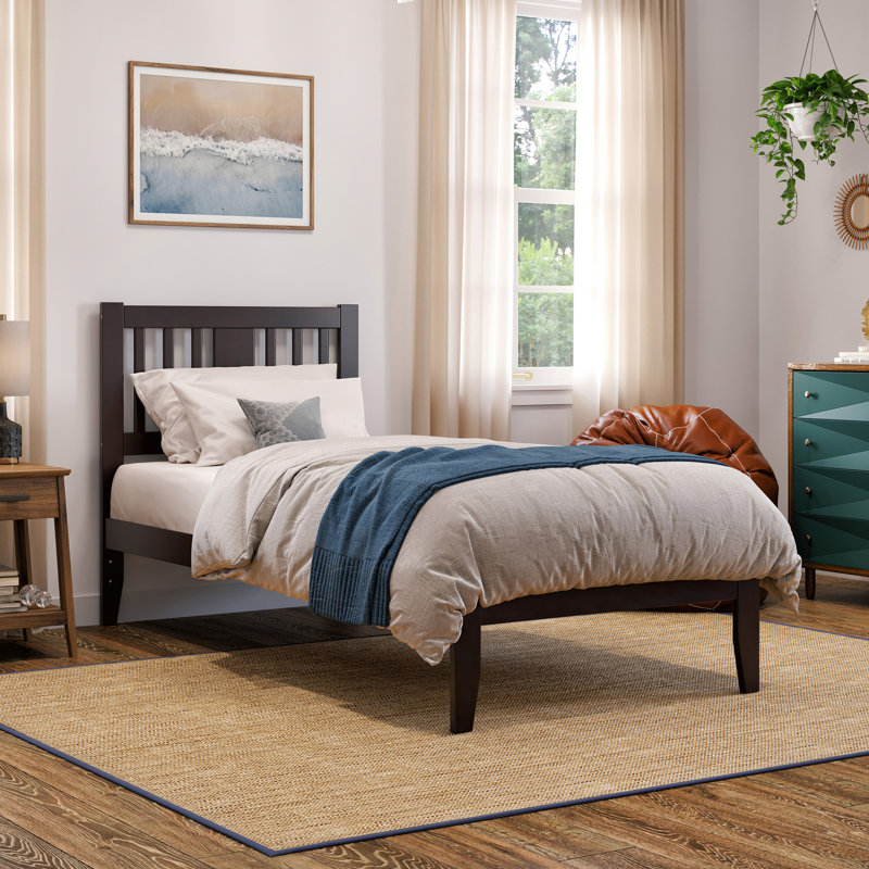 Zosia Solid Wood Slat Bed, Twin XL, Espresso