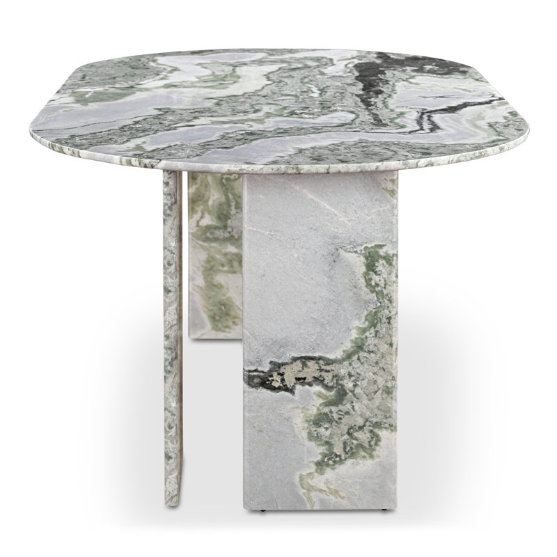 Celia Oval Marble Dining Table, Green Onyx