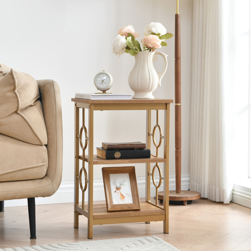 3-Tier Nightstand (Set of 2) – Available in Black, Gold, and White Finishes, GOLD
