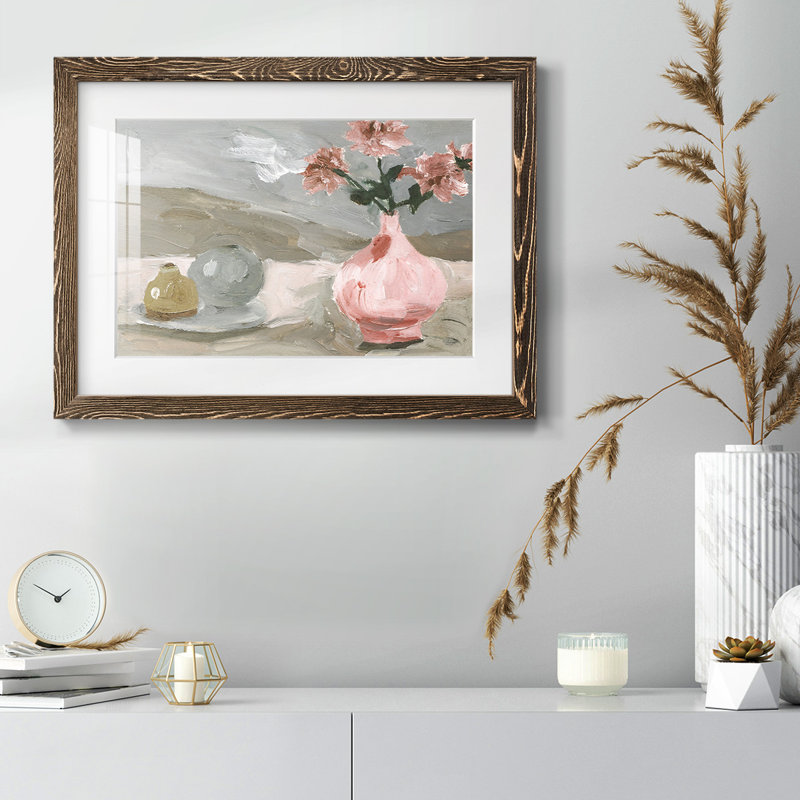 Vase de fleurs roses VI - impression, Noyer, H 26 po x l 38 po x P 1,5 po