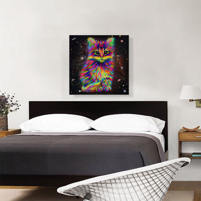 «Cute Kitten Cat Space Galaxy», reproduction d'art sur toile tendue