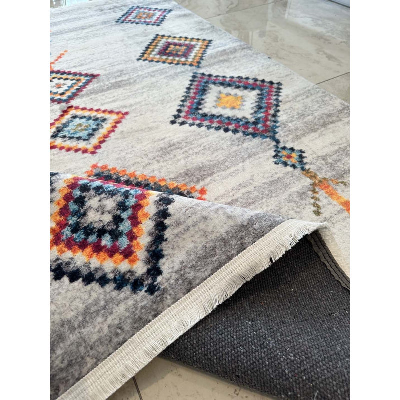 Tapis en coton avec envers antidérapant Lanney, Rectangle 5 pi 10 po x 9 pi 5 po