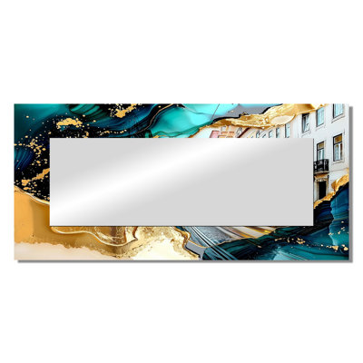 Emerald Lisbon Streets In Portugal I - Landscapes Mirror For Wall Art Decor - Printed On Metal