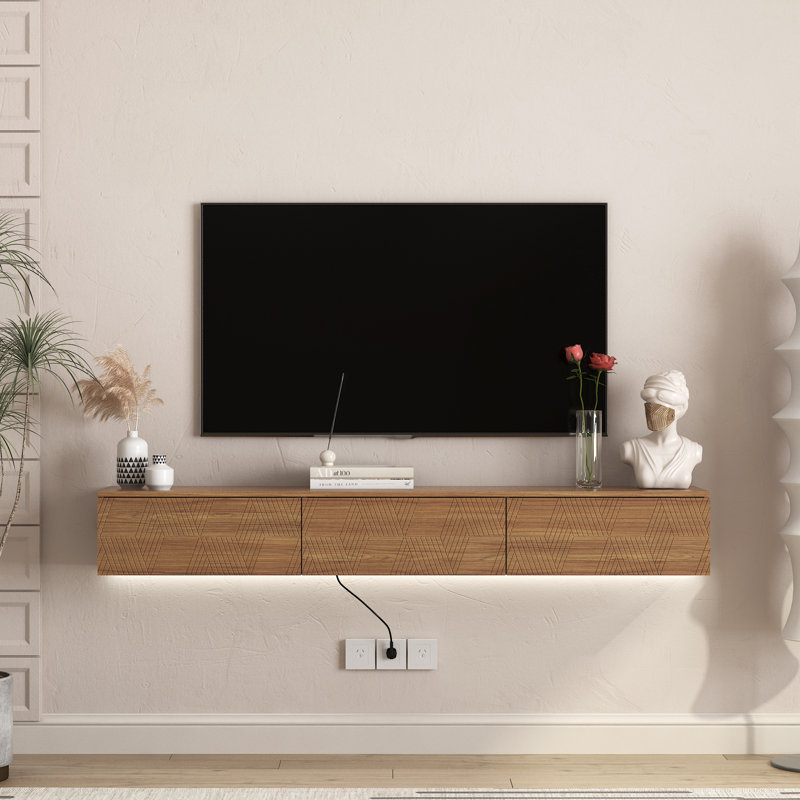 Floating TV Stand Wall Mounted With 16 Color Leds