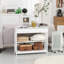 Console de couloir, rangement supplémentaire avec tiroir large et 2 tablettes, cadre en lattes de bois blanc et moderne pour la décoration intérieure de la console blanche, accessoire de décoration très ouvert et robuste, accessoire de décoration