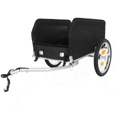 Heavy-Duty Bike Cargo Trailer with Removable Waterproof Cover – 88 lbs Capacity, 16" All-Terrain Wheels & Foldable Design for Camping, Groceries, gray black