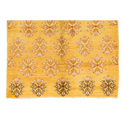 4.8x9.6 Ft Vintage Handmade Karapinar Rug in Butterscotch Yellow Color