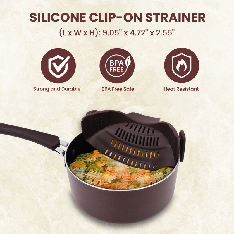 NutriChef 1 - Piece Silicone Strainer Set, Brown