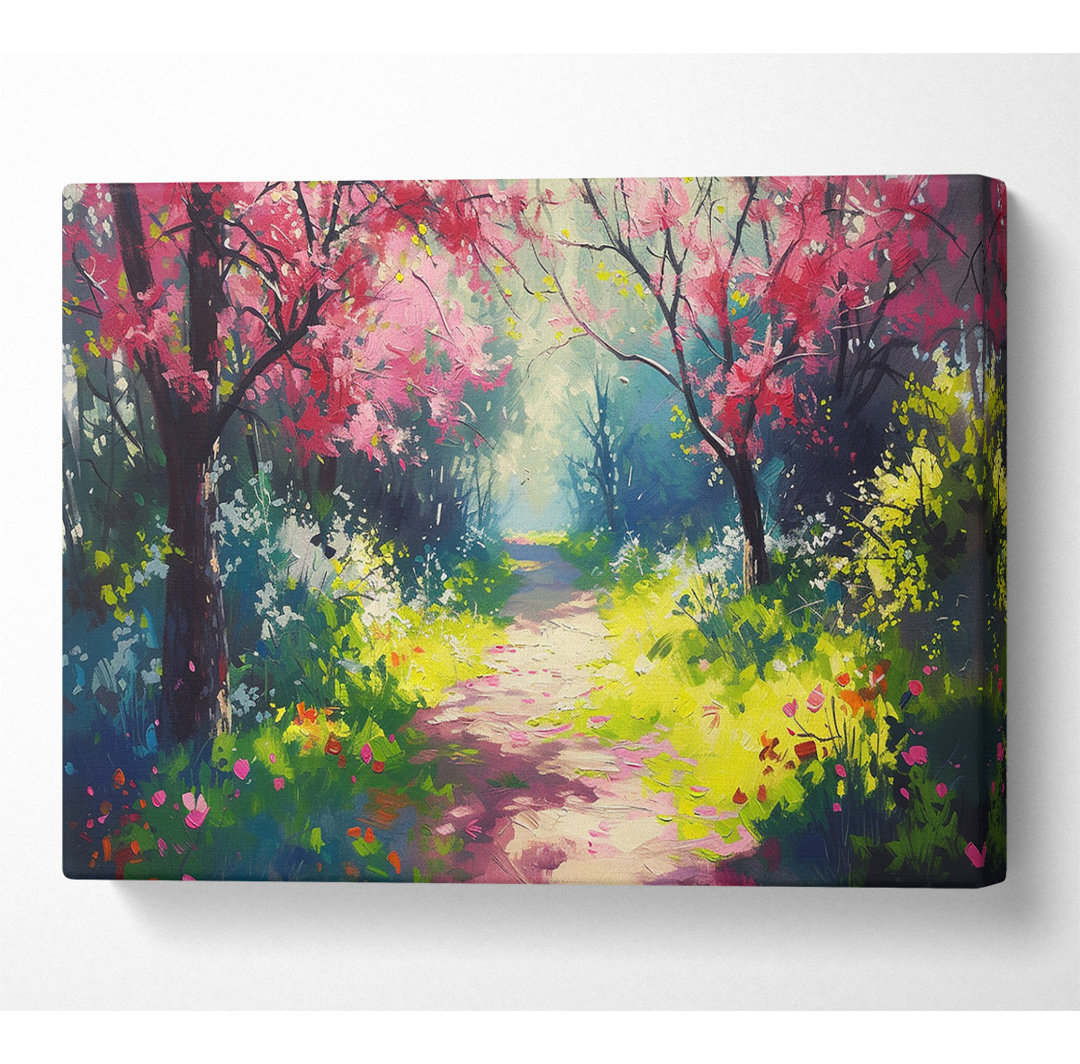 Pink Blossom Forest - Kunstdrucke auf Leinwand ohne Rahmen