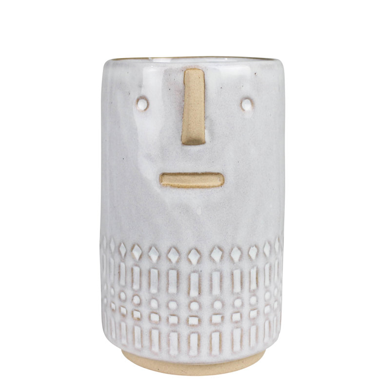 Monte Vase With Face, Ceramic - Sm, 5.50" H x 3.50" W x 3.50" D