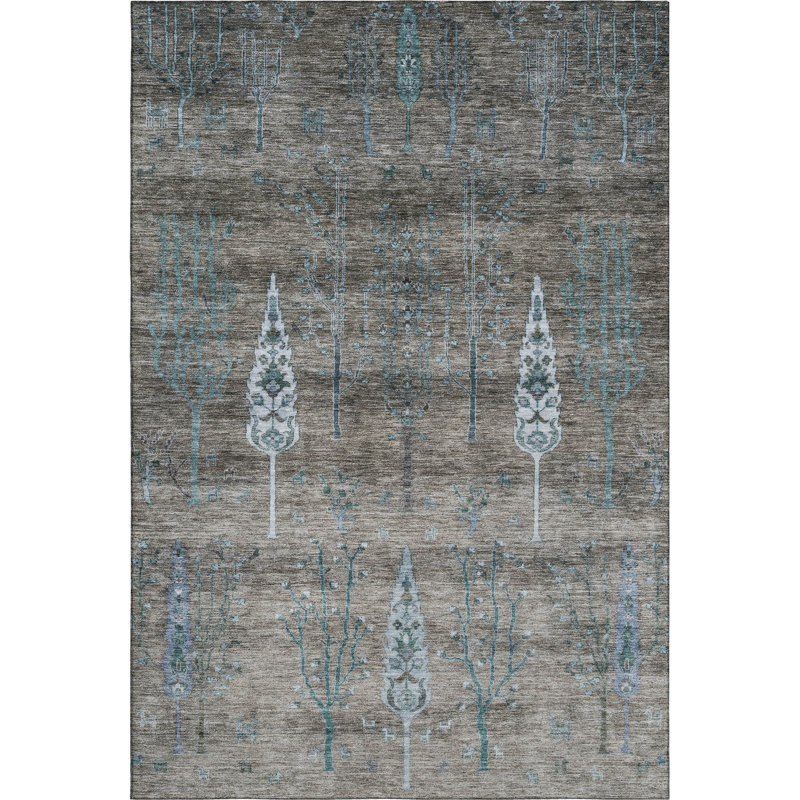 Premium Machine Washable Tara AMF1922 Floral Rug, Rectangle 8' x 10'