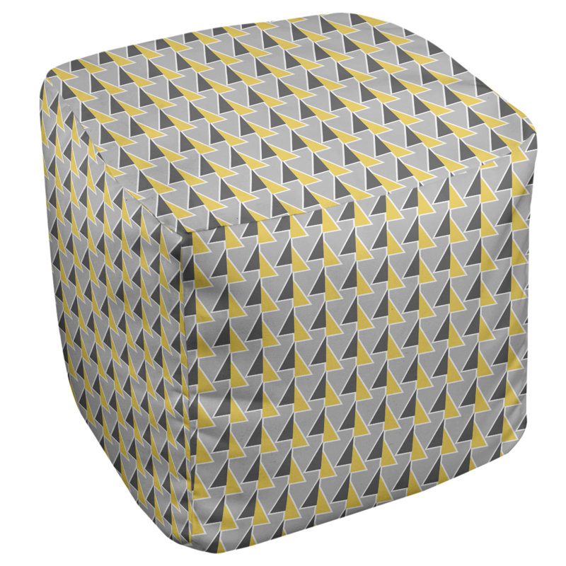 Repose-pieds cube à motif shifted arrows, Jaune, H 13 po x l 13 po x P 13 po