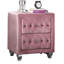 Mobilier de chambre rose Alise: table de chevet 2 avec texture veloutée et boutons en cristal