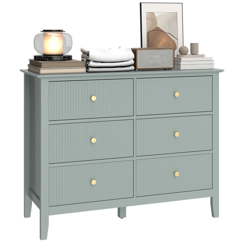 100cm W 6 - Drawer Chest of Drawers, Green