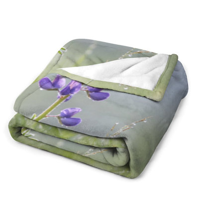 Purple Lupine Flower_1 Luxury Flannel Throw Blanket, Soft Warm Fuzzy Blanket for Living Room Sofa Bed Home Decor