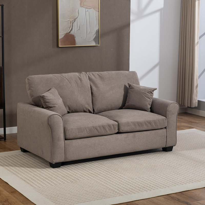 2 Seater Linen Blend Sofa Bed, Brown