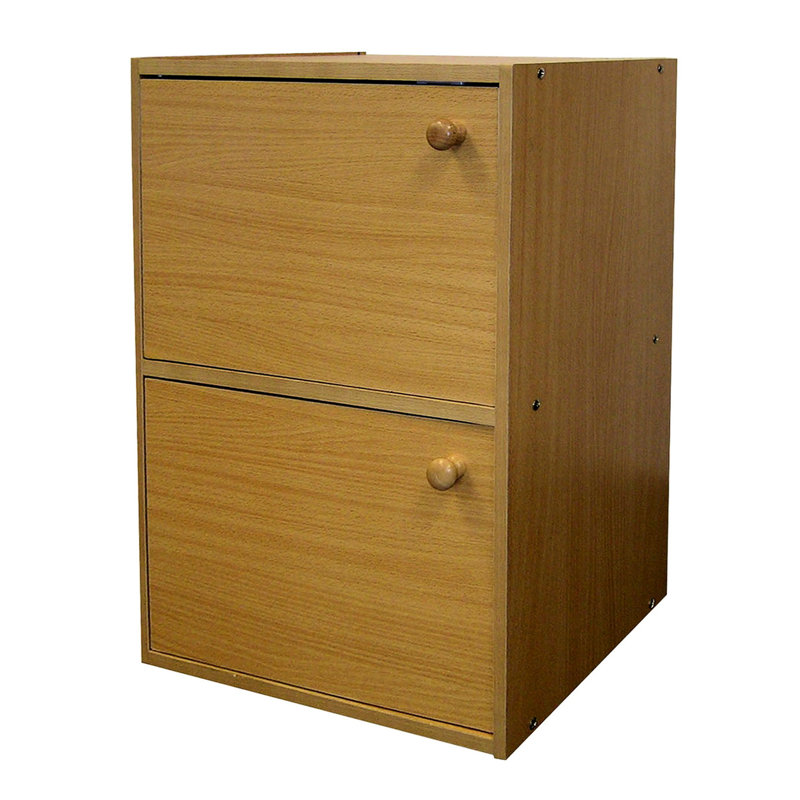 Bibliothèque 24 po en bois 2 avec portes - Laque naturelle pour compléter vos articles pour le bureau, le salon, la pièce pour la table Scratch - Surface en bois d'hévéa