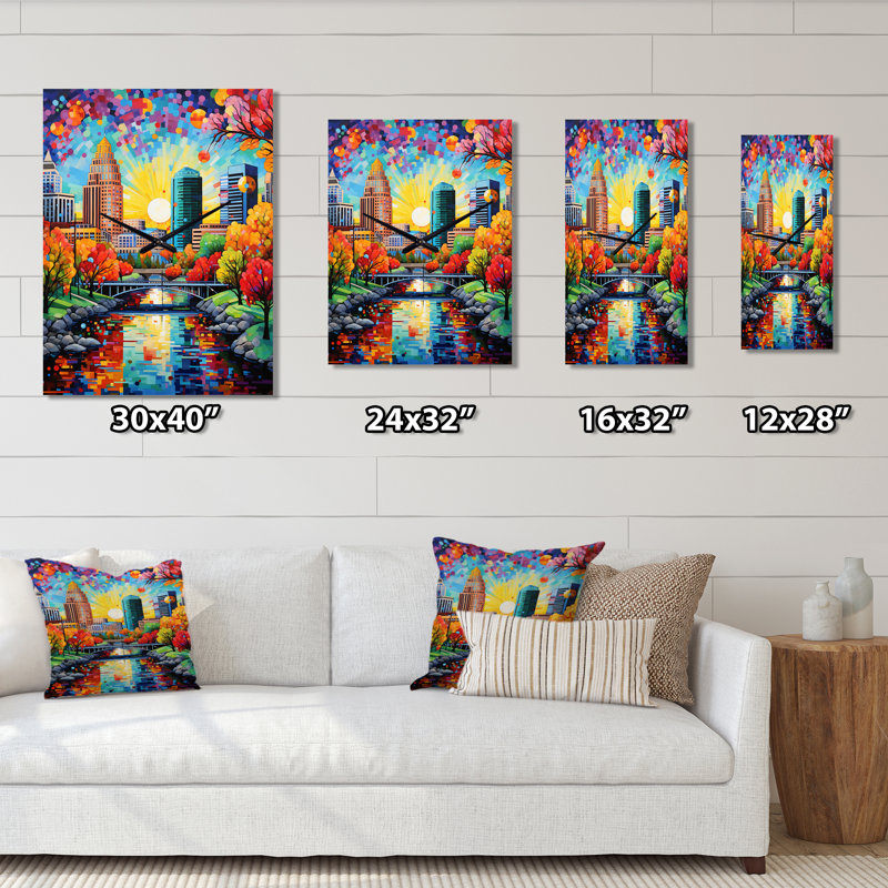 Jaciah - Horloge murale moderne Cityscapes, H 32 po x l 24 po x P 1 po