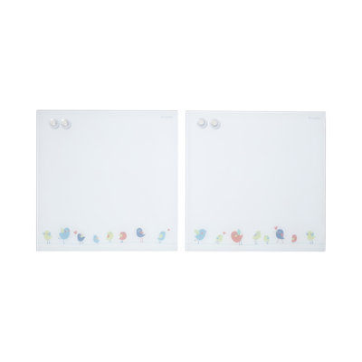 ECR4Kids MessageStor Magnetic Dry-Erase Glass Board with Magnets, Birds, 2-Pack -  ELR-3068