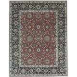 Hand-Knotted High-Quality Red and Charcoal Area Rug