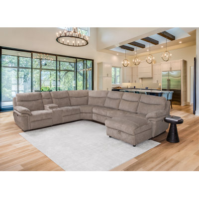 Paille Driftwood 134" Power Reclining Sleeper Sectional with Storage