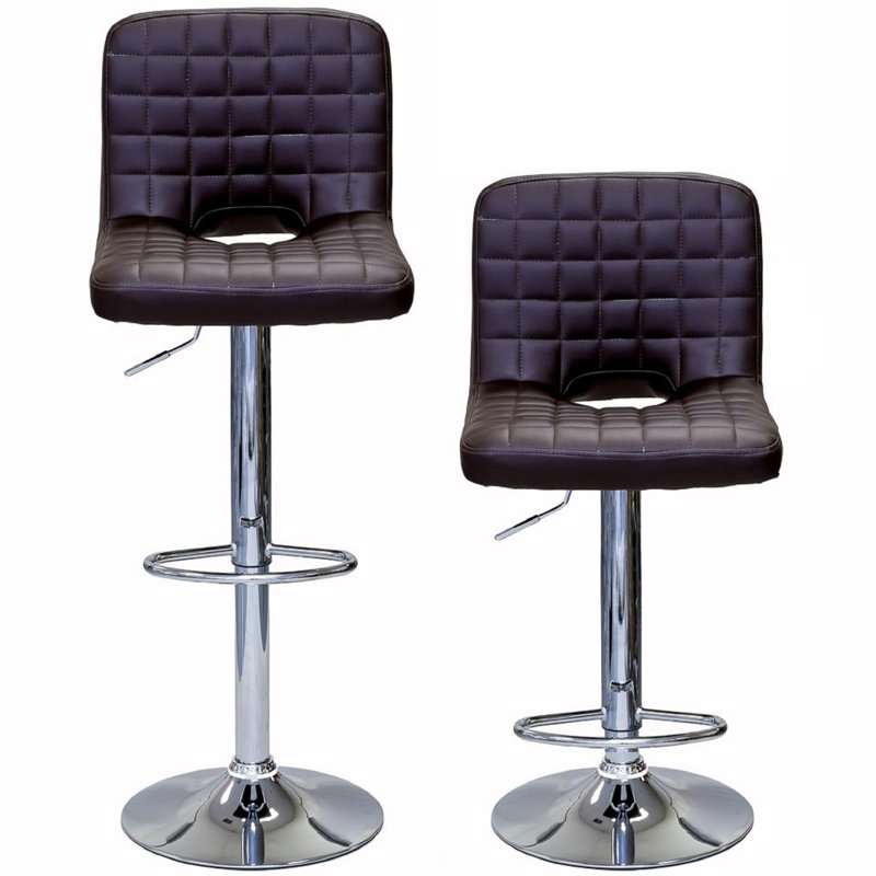 Jamarlon Swivel Upholstered Adjustable Height Counter Stool with Metal Frame, Dark Brown