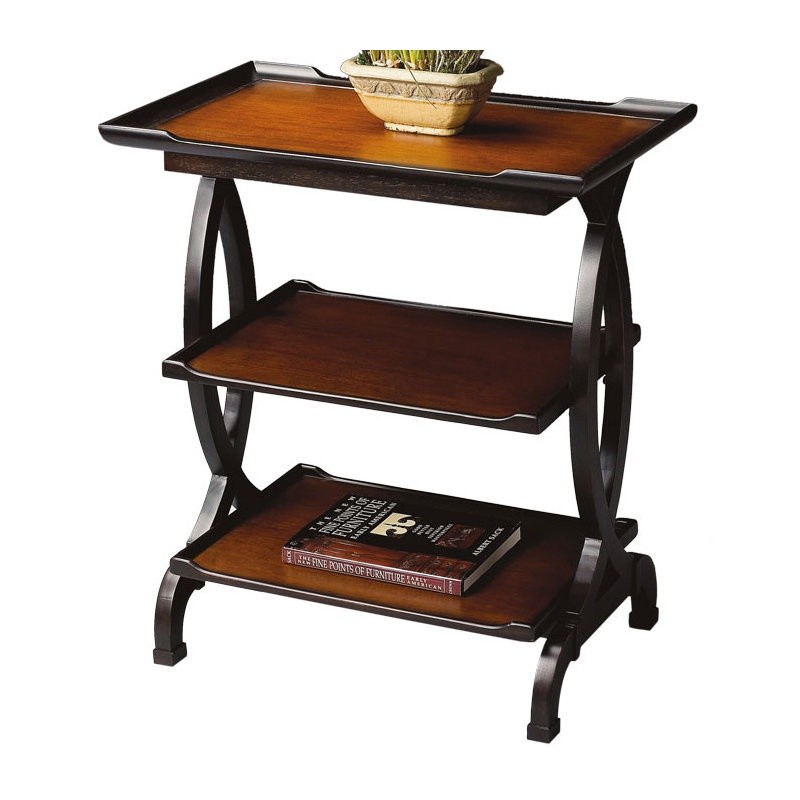 Marblewood Fortier End Table, Cherry Top/Black Base