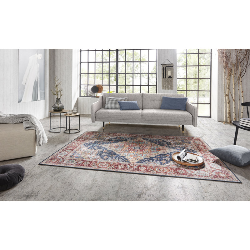 Teppich Sylla in Indigoblau/Rot, Rectangle 80 x 150cm