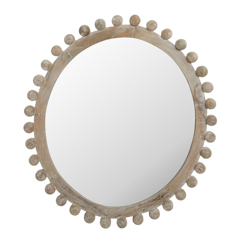 Oval Carved Wood Framed Wall Mirror, Gray