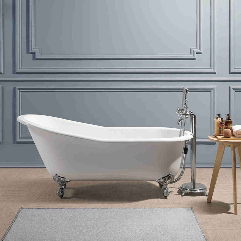 Mila 58.4'' x 30'' Freestanding Soaking Porcelain Bathtub, Chrome