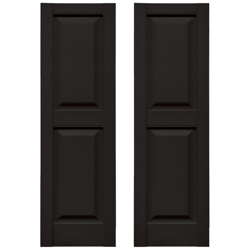 Black Raised Panel Vinyl Decorative Exterior Shutters, 14.75" x 31"