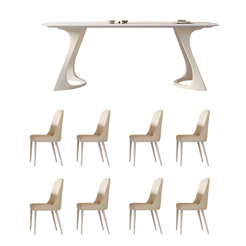 Élégant ensemble de table et de chaises en acier inoxydable