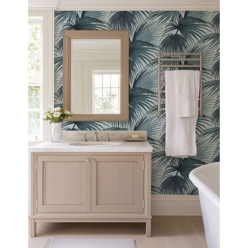 Pawley’s Island Palms Barely Wallpaper by Megan Molten, Clay, Faux Grasscloth