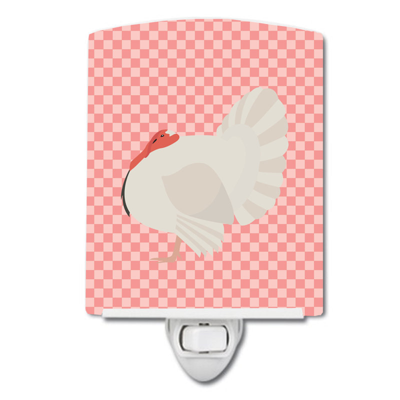 Holland Turkey Check Ceramic Night Light, Pink