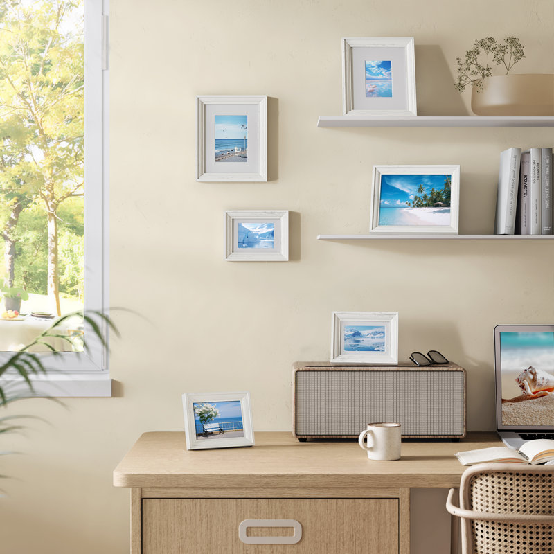 Cadres pour photos avec 6 tapis muraux, Blanc, 4 po x 6 po