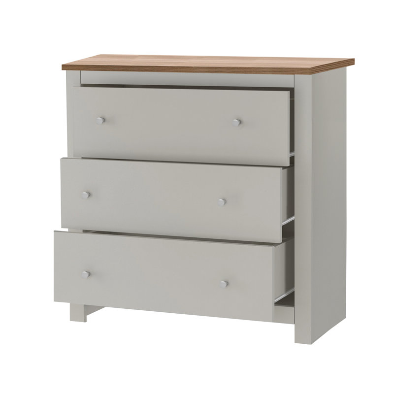 Amea 79 cm W Chest of 3 Drawers, Oak/Cream