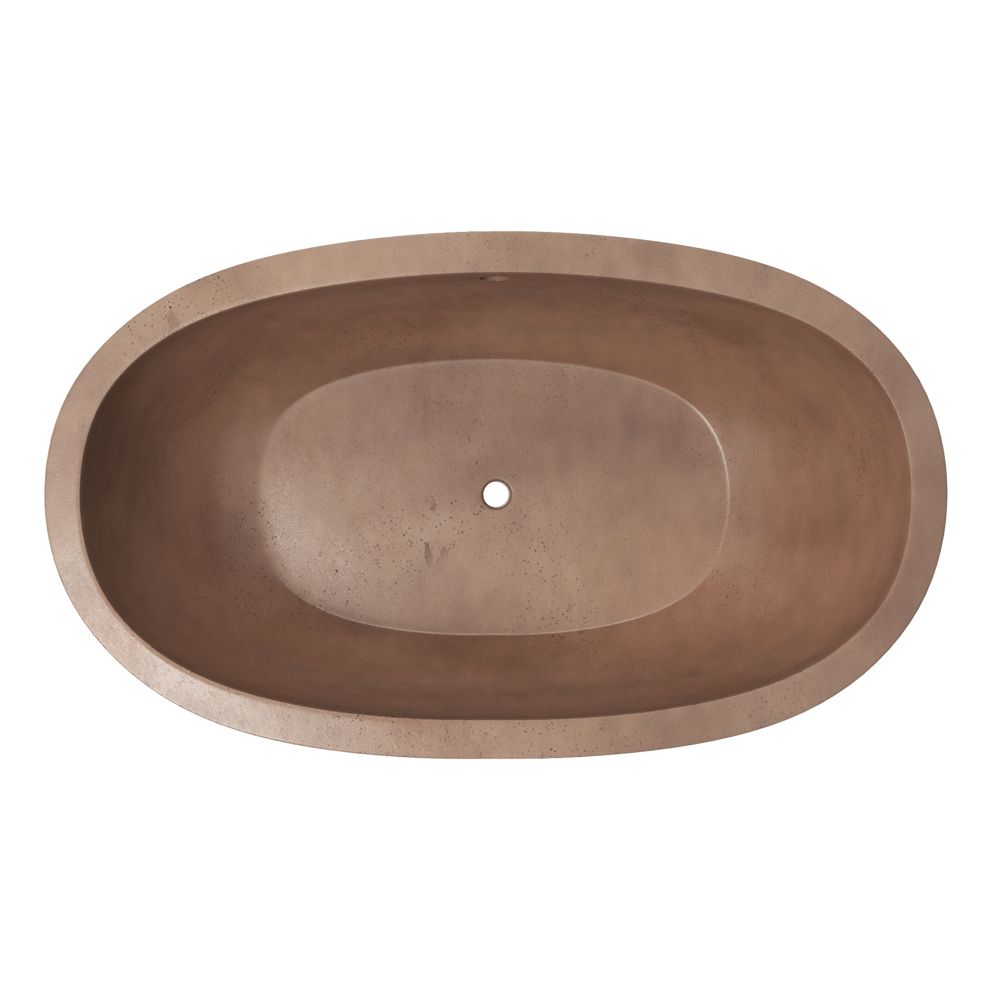 Avalon NativeStone Concrete Freestanding Oval Soaking Bathtub, Terracotta, 21" H x 36" W x 62" L