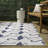 Cindia Casual Coastal Flamingos Two-Tone White/Navy Indoor/Outdoor Rug-1586751296