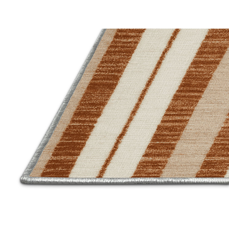 Tapis beige à carreaux lavable à la machine, Carré 7 pi