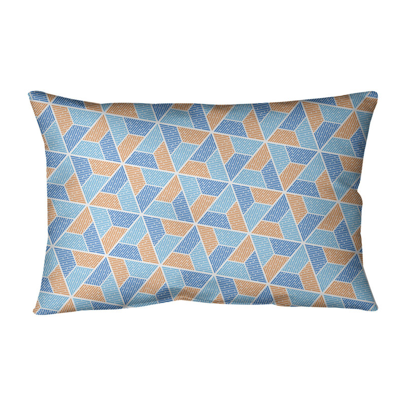Katelyn Elizabeth Rectangular Cotton Pillow Cover & Insert, Poly Fill, Blue/Orange